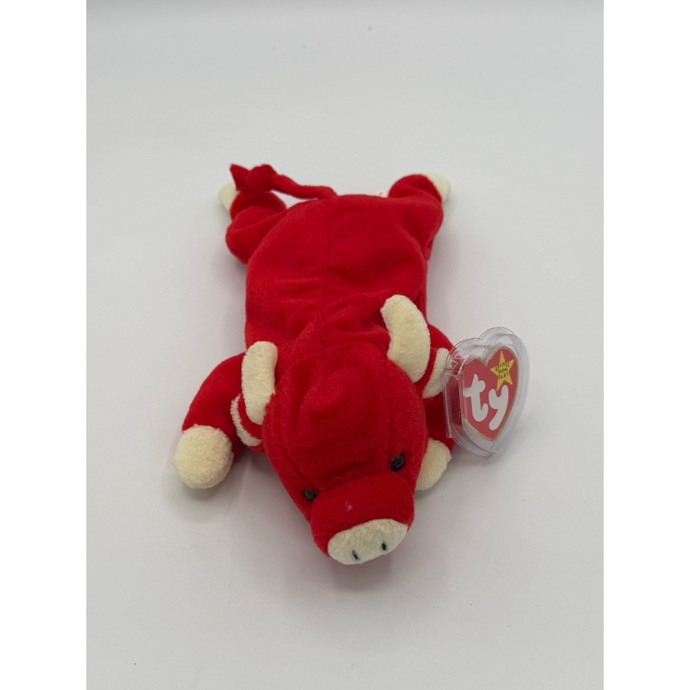 Ty Beanie Baby Snort the Bull 1995 PVC Pellets Red Plush w/ Tag